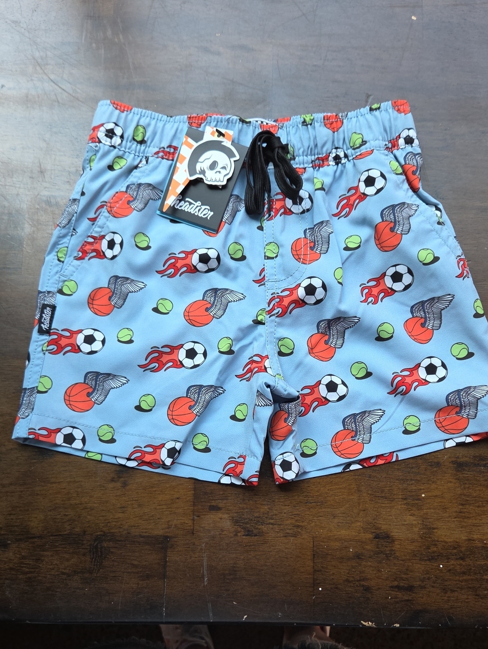 Headster Size 10 Blue Kids Swim Trunks with Sports Ball Print NEW